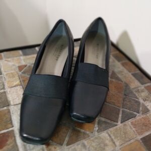 MARK LEMP heels Women's Sleek Black Leather Loafers with Square Toe